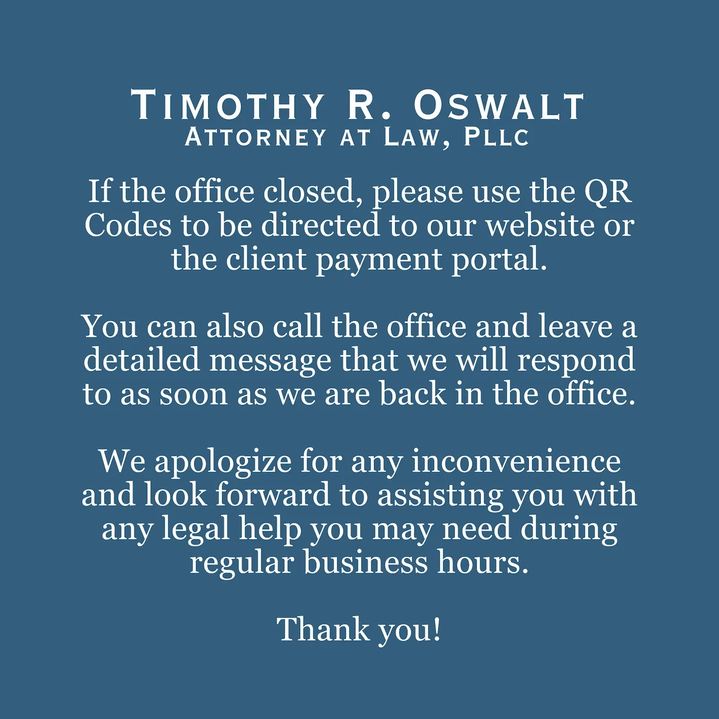 Timothy R. Oswalt, Attorney at Law, PLLC